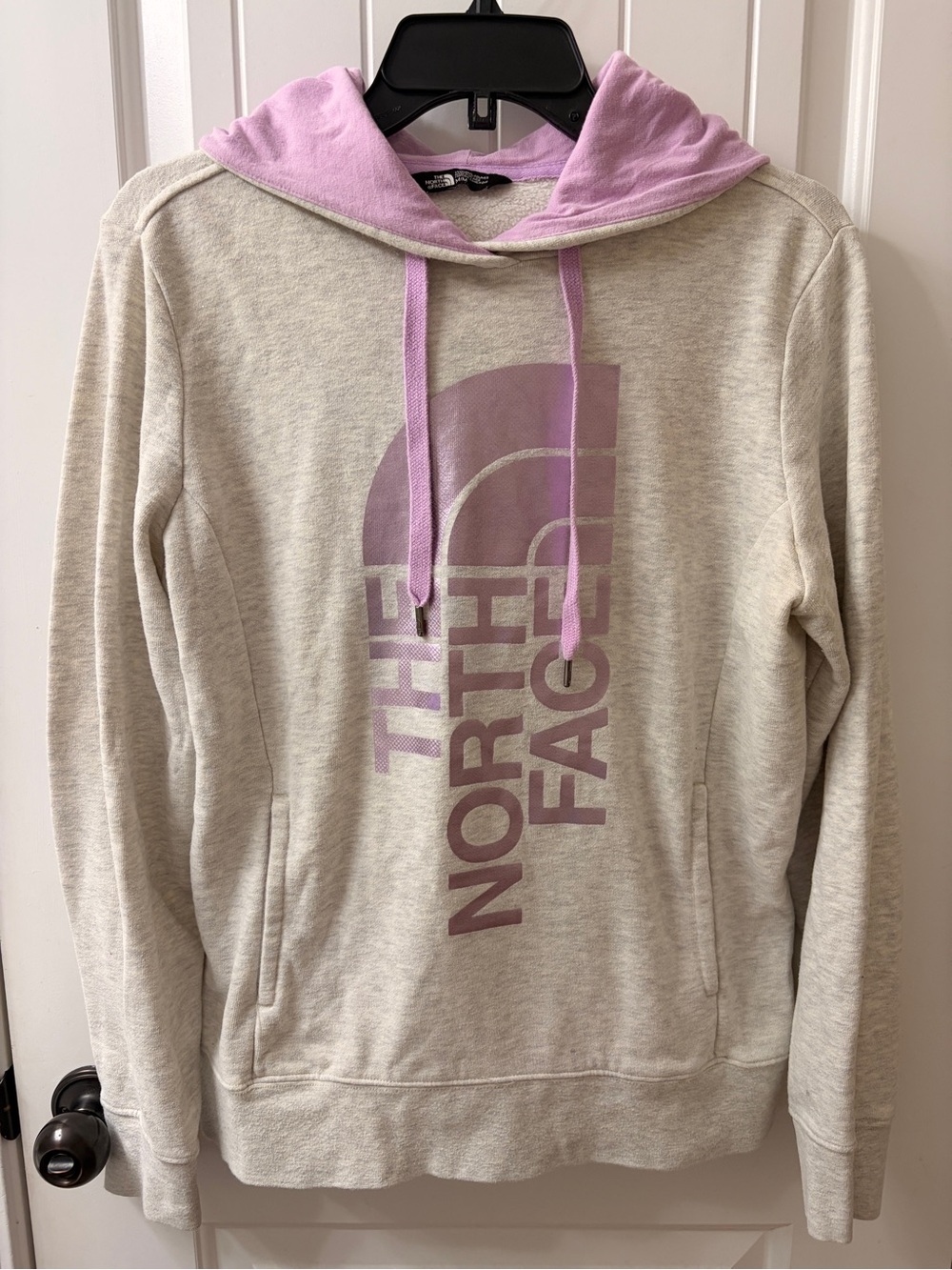 The North Face Women's Pullover Hoodie in Lt. Grey with Lilac Accents